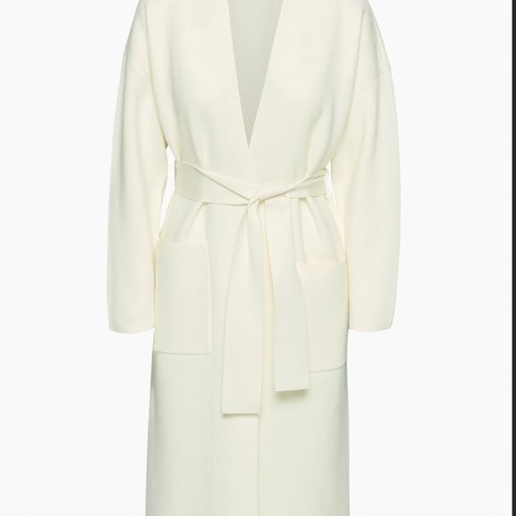 Aritzia Wilfred Torcy Belted Duster Cardigan Sweater Ivory Size XXS - Picture 2 of 6